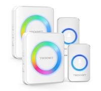 TECKNET Wireless Doorbell with 2 Receivers 2 Push Buttons, IP65 Waterproof Twin Door Bells Wireless Cordless with RGB Flash,400M/1300ft Long Range Plug in Door Bell with 5 Volume Levels & 60 Chimes