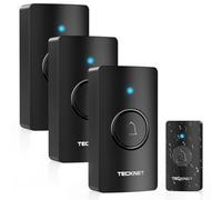 TECKNET Wireless Doorbell with 3 Receivers, IP65 Waterproof Doorbell Battery-Operated Cordless Door Chime Kit, 1312ft Long Range, 60 Melodies & 5-Level Volume, LED Flash, 4.5 Year Battery Life
