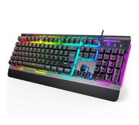 TECKNET Wireless Gaming Keyboard, 2.4G Wireless & Wired Connection Gaming Keyboard, Computer Keyboard with 15-Zone RGB Illumination, 4000mAh Rechargeable Battery, Metal Panel (Matte Black)