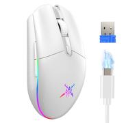 TECKNET Wireless Gaming Mouse, 8000 DPI, RGB Lighting, 6 Programmable Buttons, Lightweight 72g, 100h Battery Life Fast Response Gaming Mouse for Laptop, PC, Mac-White