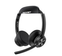 TECKNET Wireless Headset, Bluetooth Headset with AI Noise Cancelling Microphone - Rechargeable Bluetooth V5.2 Headphones, 50H Playtime & Mic Mute, On Ear Headphones for Trucker/Remote Work/Call Center