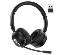 TECKNET Wireless Headset, Bluetooth V6.0 Headset with ENC Noise Cancelling Microphone, Rechargeable USB A Headsets, One-Key Mute Mic, 50H Playtime Over-Ear Headphones for Office/Call Center/Team