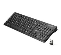 TECKNET Wireless Keyboard, 2.4G USB and Bluetooth Keyboard UK Layout, Full Size Ergonomic Keyboards for Office Home Laptop Computer Tablet Desktop with 105 Days Standby Time, Black