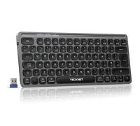 TECKNET Wireless Keyboard - 2.4GHz USB Small Compact Rechargeable Silent Bluetooth Keyboard with 500mAh Battery Capacity for 3 Devices, Widely Compatible with Laptop, PC, UK Layout, Grey
