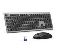 TECKNET Wireless Keyboard and Mouse Combo, Rechargeable Ultra Thin Full-Size Cordless Keyboard and Silent Click Mouse Set, 2.4G Plug & Play, QWERTY UK Layout Keyboards for Windows PC Laptop Computer
