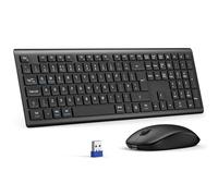 TECKNET Wireless Keyboard and Mouse Combo, Rechargeable Ultra Thin Full-Size Cordless Keyboard & Silent Click Mouse Set, 2.4G Plug & Play QWERTY UK Layout Keyboards for PC Laptop Computer, Black