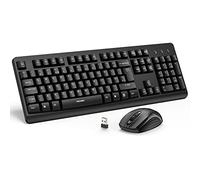 TECKNET Wireless Keyboard and Mouse Set, Ergonomic 2.4G Cordless Keyboard & Mouse Combo Silent, Full-Size, Spill-Resistant with Nano USB Receiver for PC, Laptop, Computer - QWERTY, UK Layout