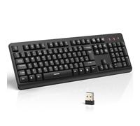 TECKNET Wireless Keyboard for Laptop, 2.4G USB Silent Computer Keyboard with Ergonomic Keys & Adjustable Feet Stand for Desktop, PC, Notebook, Surface and Windows, QWERTY UK Full Size Layout- Black