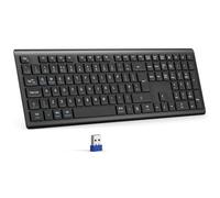 TECKNET Wireless Keyboard, Rechargeable 2.4GHz Silent Keyboard, Black