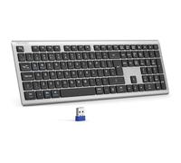 TECKNET Wireless Keyboard,Rechargeable 2.4GHz Silent Keyboard, Scissor Keys for Comfort & Stability, Full Size keyboard wireless with Numpad & Hotkeys for PC/Laptop/Desktop, UK QWERTY Layout - Silver