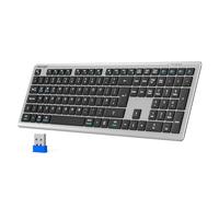 TECKNET Wireless Keyboard, Rechargeable 2.4GHz USB Bluetooth Keyboard for 4 Multi Devices, Ultra Slim Full Size UK Layout Keyboards for Laptop, Computer, Tablet, Smart TV, Phone