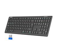 TECKNET Wireless Keyboard, Rechargeable 2.4GHz USB Bluetooth Keyboard for 4 Multi Devices, Ultra Slim Full Size UK Layout Keyboards for Computer, Laptop, Tablet, Smart TV, Phone (Black)