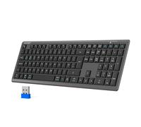 TECKNET Wireless Keyboard, Rechargeable 2.4GHz USB Bluetooth Keyboard for 4 Multi Devices, Ultra Slim Full Size UK Layout Keyboards for Computer, Lap