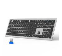 TECKNET Wireless Keyboard, Rechargeable 2.4GHz USB Bluetooth Keyboard for 4 Multi Devices, Ultra Slim Full Size UK Layout Keyboards for Laptop, Computer, Tablet, Smart TV, Phone