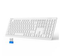 TECKNET Wireless Keyboard, Rechargeable 2.4GHz USB Bluetooth Keyboard for 4 Multi Devices, Ultra Slim Full Size UK Layout Keyboards for Computer, Laptop, Tablet, Desktop, Phone (White)