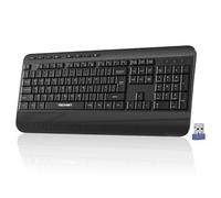 TECKNET Wireless Keyboard with Wrist Rest, Full-size Ergonomic Keyboards | 20 Shortcut Keys, Spill-Resistant Design, 2.4GHz Cordless, Silent, Compatible with Computer / Windows / Laptop / PC