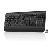 TECKNET Wireless Keyboard with Wrist Rest, Full-size Ergonomic Keyboards with 20 Shortcut Keys & Spill-Resistant Design, 2.4GHz Cordless Silent Keybo