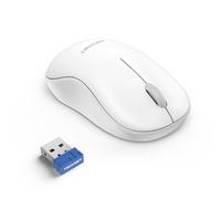 TECKNET Wireless Mouse for Laptop, 2.4G USB Receiver, Silent Click, White