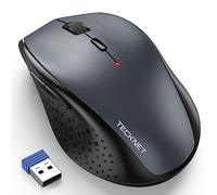 TECKNET Wireless Mouse for Laptop, 4800 DPI Optical Computer Mice with 6 Adjustable Levels, 30 Months Long Battery Life 2.4G Cordless USB Silent Mouse for Notebook, PC, Office Home Work - Grey