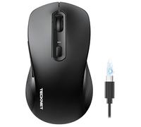 TECKNET Wireless Mouse, Rechargeable Bluetooth Mouse for Laptop (Tri-Mode: BT 5.0/3.0+2.4G), Silent 4800DPI PC Computer Mice with 6 Adjustable Levels for Windows, MacOS, Linux, ChromeOS,Black