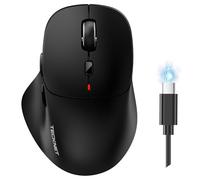 TECKNET Wireless Mouse, Rechargeable Bluetooth Mouse(Tri-Mode: BT 5.0/3.0+2.4G), 4800DPI Adjustabl, Ergonomic Cordless Silent Mouse for Laptop, PC, Computer, 6 Buttons, Black