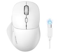 TECKNET Wireless Mouse, Rechargeable Bluetooth Mouse(Tri-Mode: BT 5.0/3.0+2.4G), 4800DPI Adjustable, Ergonomic Cordless Silent Mouse for Laptop, PC, Computer, 6 Buttons, White