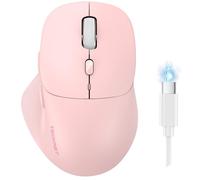 TECKNET Wireless Mouse, Rechargeable Bluetooth Mouse(Tri-Mode: BT 5.0/3.0+2.4G), 4800DPI Adjustable, Ergonomic Cordless Silent Mouse for Laptop, PC, Computer, 6 Buttons, Pink