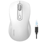TECKNET Wireless Mouse, Silent Bluetooth Mouse for Laptop (Tri-Mode: BT 5.0/3.0+2.4G), Rechargeable 4800DPI PC Computer Mice with 6 Adjustable Levels for Windows, MacOS, Linux, ChromeOS,White