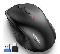TECKNET Wireless Mouse with USB-C Adapter, 2.4G Cordless Computer Mouse 4800 DPI, Ergonomic Optical Mouse for Laptop, PC, MacBook, Windows, Mac - 6 Adjustable Levels, 30-Month Battery - Glossy Black
