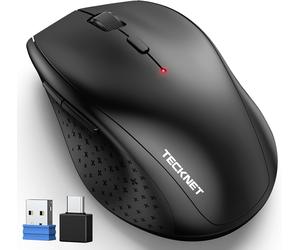 TECKNET Wireless Mouse with USB-C Adapter, 2.4G Cordless Rechargeable 4800 DPI
