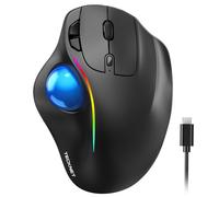 TECKNET Wireless Trackball Mouse, Ergonomic Mouse With Thumb Control, 3 Devices Connection (Bluetooth or 2.4G), USB-C Rechargeable, RGB Light Mice wi
