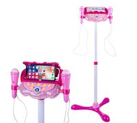 Teckpeak Kids Karaoke Machine with 2 Microphones, Lights, USB & 3.5mm Jack Connectivity, Pink, Playful Style