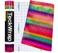 TECKWRAP Glitter Holographic Vinyl 12''x8ft Permanent Adhesive VinylRoll Rainbow Craft Vinyl for Mug, Cup, Window, Home Deco,and Other DIY Projects