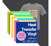 TECKWRAP Glow in Dark HTV Vinyl Iron On Puff Vinyl Heat Transfer 3D- 10" x 12" 6 Sheets/Pack Puff HTV for DIY T-Shirts