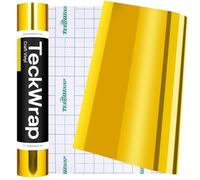 TECKWRAP Gold Chrome Vinyl 12''x8ft Permanent Adhesive Vinyl Roll Mirror Metallic Craft Vinyl for Mug, Cup, Window, Home Deco,and other DIY projects