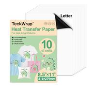 TECKWRAP Heat Transfer Paper for Inkjet Printer (10 Sheets, 8.5"x11") - Printable HTV Iron On Transfer Paper for Dark & Light T-shirts