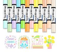 TECKWRAP Heat Transfer Vinyl Roll 12 Colour 12" x 3FT Pastel HTV Vinyl Bundle Boho Colour Iron on Vinyl for T-Shirts, Clothes, Hats, Bags