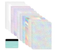 TECKWRAP Holographic Sticker Paper 50 Sheets Holographic Lamination Vinyl A4 Holographic Clear Vinyl Self Adhesive Overlay Film Waterproof Vinyl Sticker