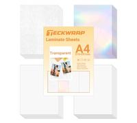 TECKWRAP Holographic Sticker Paper Clear Overlay Lamination Vinyl Laminate Sticker Film 8.26" x 11.69" A4 Size 28 Sheets/Pack for Craft, Scrapbooking, Craft Cutters (Rainbow,Glossy,Matte,Glitter)