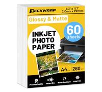 TECKWRAP Inkjet Photo Paper 8.3" X 11.7" A4 Glossy & Matte for Canon Hp Epson Inkjet Printer DIY Album,Chip Bag, Flyers, Cards, Calendars, Brochure Printing Paper 260GSM 60Sheets