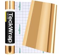 TECKWRAP Light Gold Chrome Vinyl 12''x8ft Permanent Adhesive VinylRoll Mirror Metallic Craft Vinyl for Mug, Cup, Window, Home Deco,and Other DIY Projects