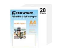 TECKWRAP Matte White Printable Vinyl Sticker Paper for Inkjet Printer Waterproof 8.26" x 11.69" A4 210mm x 297mm 28Pcs/Pack for Craft Sticker, Scrapbooking, Craft Cutters