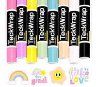 TECKWRAP Pastel Permanent Vinyl Bundle 12''x3ft/Roll Glossy Adhesive Vinyl Pack 8 Boho Colour Permanent Vinyl for Mug, Cup, Window & Home Deco,and Other DIY Projects