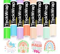 TECKWRAP Pastel Permanent Vinyl Bundle 12''x3ft/Roll Matte Adhesive Vinyl Pack 8 Assorted Colour Permanent Vinyl for Mug, Cup, Window & Home Deco,and Other DIY Projects