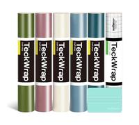 TECKWRAP Permanent Adhesive Vinyl Bundle for Crafting Cutter 12" x 36"/Rolls (Matte Olive,Rose Gold,Ivory White,Cobalt Blue,Teal)