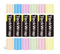 TECKWRAP Permanent Vinyl Boho, 12" x 5ft Permanent Adhesive Vinyl Pastel, 6 Rolls for Cricut, Silhouette, Cameo Cutters, Signs, Scrap-booking, Craft for Indoor & Outdoor Decal, Pastel Color