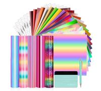 TECKWRAP Permanent Vinyl Bundle 12in x12in Adhesive Vinyl Sheets 30 Pcs Rainbow Vinyl for Mug, Cup, Window & Home Deco,and Other DIY Projects