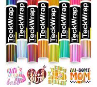 TECKWRAP Permanent Vinyl Bundle 12''x3ft/Roll Holographic Adhesive Vinyl Pack 8 Rainbow Colour Permanent Vinyl for Mug, Cup, Window & Home Deco,and Other DIY Projects