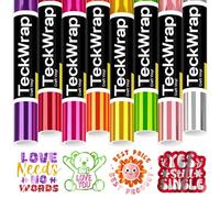 TECKWRAP Permanent Vinyl Bundle 12''x3ft/Roll Metallic Chrome Adhesive Vinyl Pack 8 Colour Craft Vinyl for Mug, Cup, Window & Home Deco,and Other DIY Projects