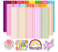 TECKWRAP Permanent Vinyl Bundle 20 Pack Glossy Adhesive Vinyl Sheets 12in x 12in Candy Colour Craft Vinyl for Mug, Cup, Window & Home Deco,and Other DIY Projects